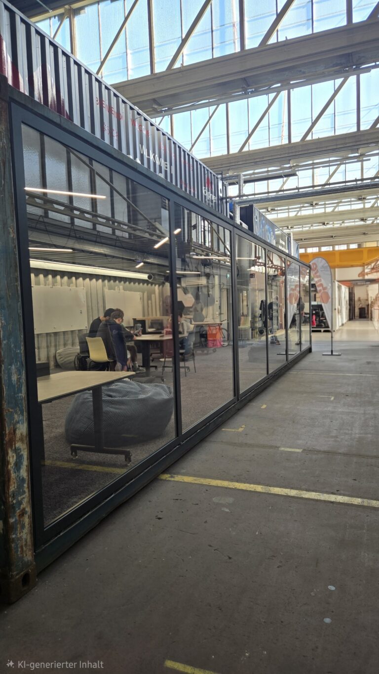 Blick von außen in den Container